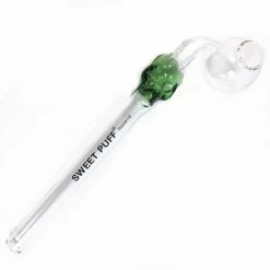 Green Skull Sweet Puff Curved Glass Pipe 13cm