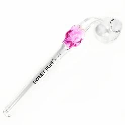 Pink Skull Sweet Puff Curved Glass Pipe 13cm